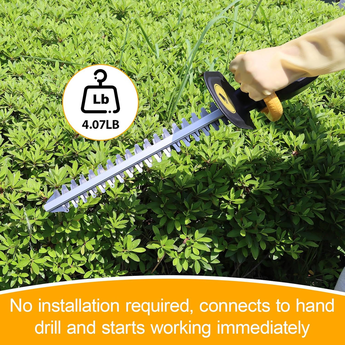 RENYU Portable Hedge Trimmer, 22 Inch Bush Trimmer Drill, 2.5 Inch Cut Capacity for Lawns, Hedges, Electric Hand Drill Not Included