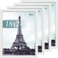 VCK 18x24 Poster Frame Set of 4 - White, Gallery-Quality Wood Picture Frames, 1.1-Inch Wide Border, Polished Plexiglass, Vertical or Horizontal Wall Display for Photo/Art/Prints, White