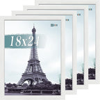 VCK 18x24 Poster Frame Set of 4 - White, Gallery-Quality Wood Picture Frames, 1.1-Inch Wide Border, Polished Plexiglass, Vertical or Horizontal Wall Display for Photo/Art/Prints, White