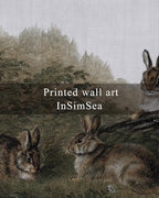 InSimSea Framed Wall Art for Living Room Three Rabbits with Vintage Wall Art Decor Animal Landscape Oil Painting Colorful Multicolor for Living Room Bedroom Office Wall Decor 24x36in