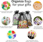 50PCS Sheer Organza Bags, Wedding Favor Bags with Drawstring, 4x6 inches Jewelry Gift Bags for Party, Jewelry, Festival, Makeup (Black)