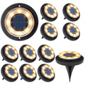 Solar Ground Lights, Warm White 12-Pack – 2-in-1 Waterproof Outdoor Disk Lights