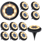 Solar Ground Lights, Warm White 12-Pack – 2-in-1 Waterproof Outdoor Disk Lights