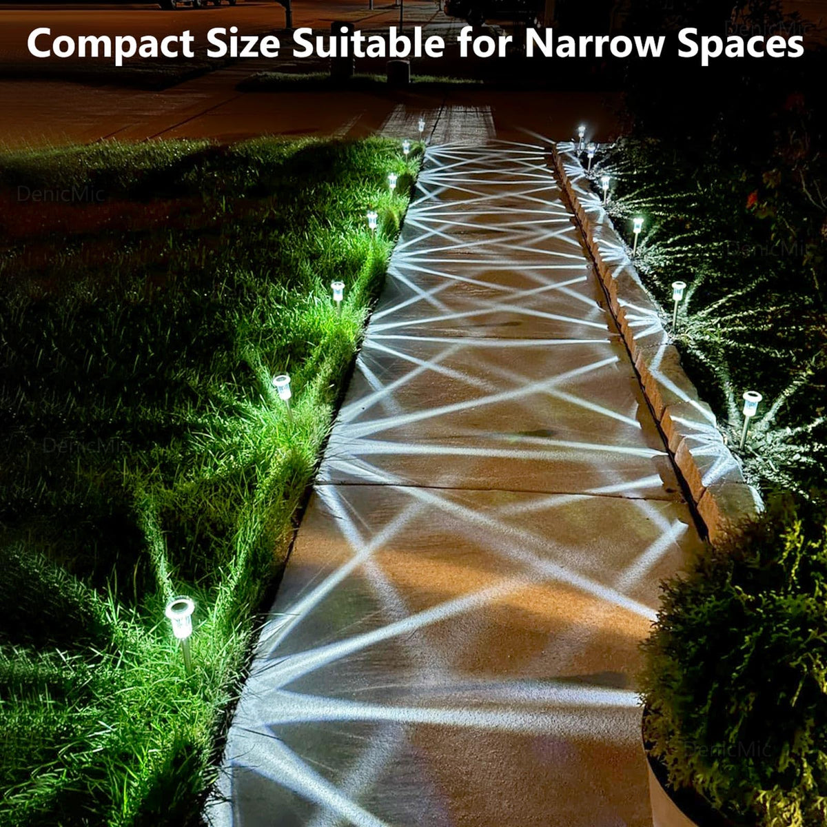 DenicMic Solar Lights Outdoor Waterproof 10 Pack Pathway Lights Cool White