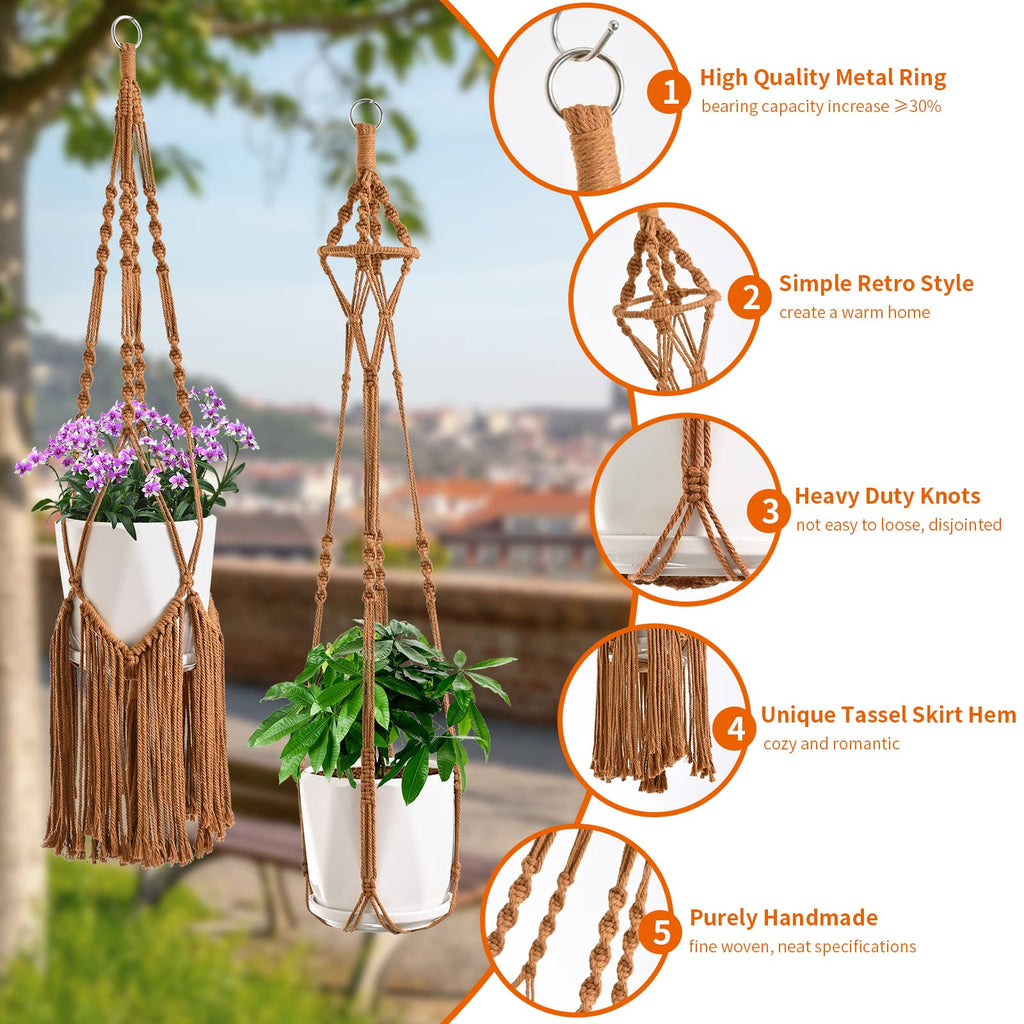 SFENNGPET Macrame Plant Hangers, 6Pack Hanging Planters for Indoor Plants