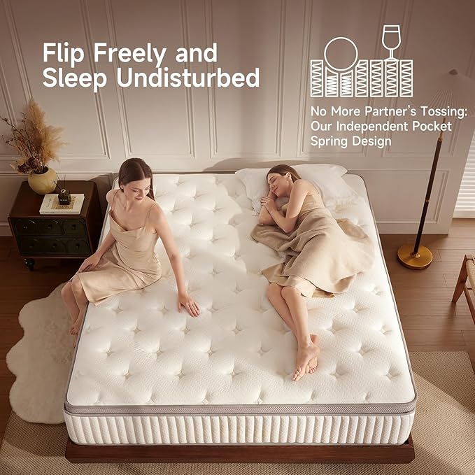 Queen Mattress, 12 inch Queen Size Cooling Gel Memory Foam Mattresses for Pressure Relief, Medium Firm Hybrid Mattress in a Box, CertiPUR-US Certified