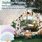 100 Set Personalized Cream Wedding Fans for Guests Bulk, Custom Engraved Summer Wedding Fans, Silk Hand Fans Handheld Folded Fan Baby Shower Favors for Bridal Bridesmaid Gift Church Dancing Party