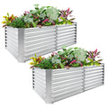 Land Guard 2 Pack 6×3×2 ft Galvanized Metal Raised Garden Bed, 2FT Deep Root Elevated Planter Box Steel Large Vegetable Flower Bed Kit, Silver