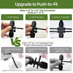 100FT 1/2 Inch Drip Irrigation Tubing with 10 Pack 1/2" to 1/4" Drip Irrigation Fittings, Drip Line Hose & Push-to-Fit 3-Way | 4-Way | 6-Way Splitter Connectors, for Drip Irrigation System