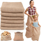 Kmise Premium Tightly Woven Burlap Potato Sack Race Bags (Pack of 6)，48"x25" Natural Jute Burlap Sacks for Kids & Adults, Reusable Eco-Friendly Grow Bag for Field Day Games & Harvest Storage