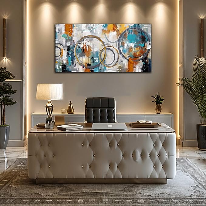 Modern Wall Art for Office Decor - Abstract Canvas Wall Art - Wall Pictures for Living Room Size 24" x 48"