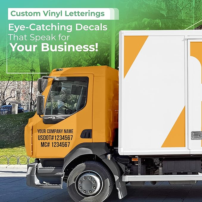 Custom USDOT Truck Decal, MC, Company Name & Registration Stickers, Vinyl Lettering Sticker for Auto Car Window, Vehicles, Doors, Trailer, Personalized, Trucking Letter Decals, Compliant 2" High