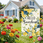 AVOIN colorlife Summer Lemon Floral Garden Flag 12x18 Inch Double Sided Outside, Hello Sunshine Seasonal Yard Outdoor Flag