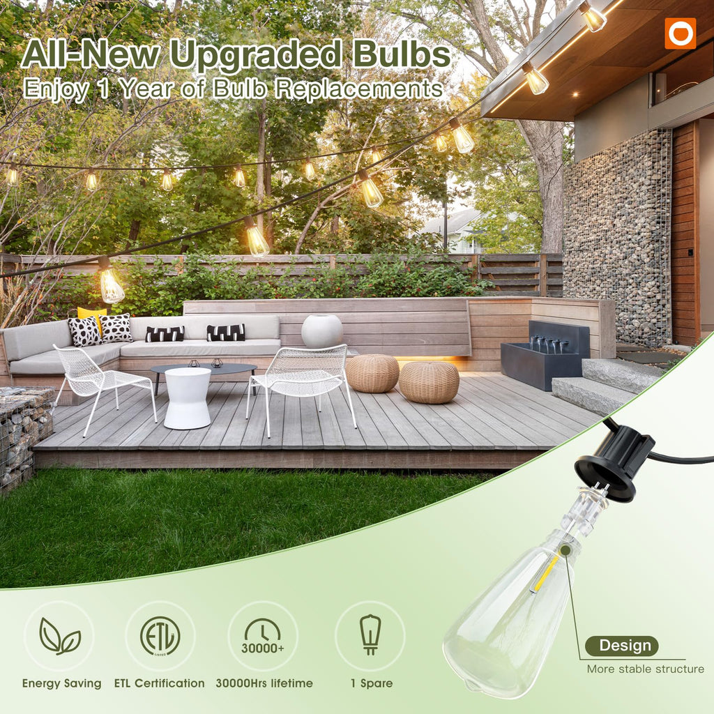 addlon 52(48+4) FT Solar String Lights Waterproof, Remote Dimmable 16+1 LED
