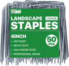 4 Inch 50 Pack Landscape Staples Galvanized Garden Stakes Anti-Rust Landscape Pins for Weed Barrier Fabric, Artificial Turf and Landscape Fabric
