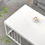 FOLUBAN White Coffee Table, Modern Rustic Wood and Metal Center Table, Industrial Rectangle Cocktail Tea Table for Living Room, White, 43.3 Inch