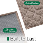 LUMI Bathroom Rugs, Ultra Soft Absorbent Bath Mat for Shower, Non Slip Washable Bath Rugs with Rubber Backing, Microfiber Plush Quick Dry Floor Mat for Bathtub, Floor, Brown, 17x30