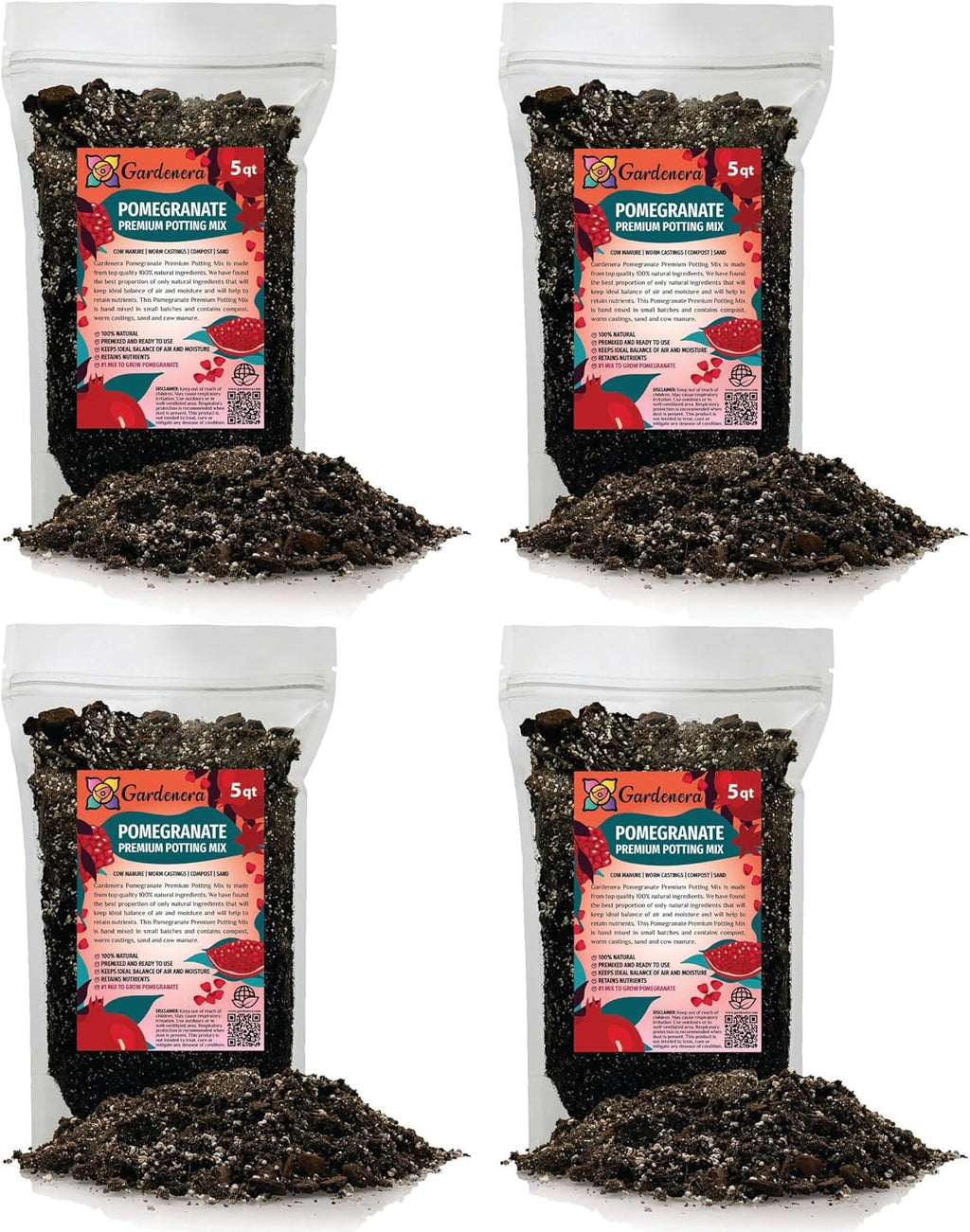 GARDENERA Premium Pomegranate Potting Soil Mix - Perfect Balance of Nutrients, Drainage, and Aeration for Thriving Pomegranate Trees - 20 Quart
