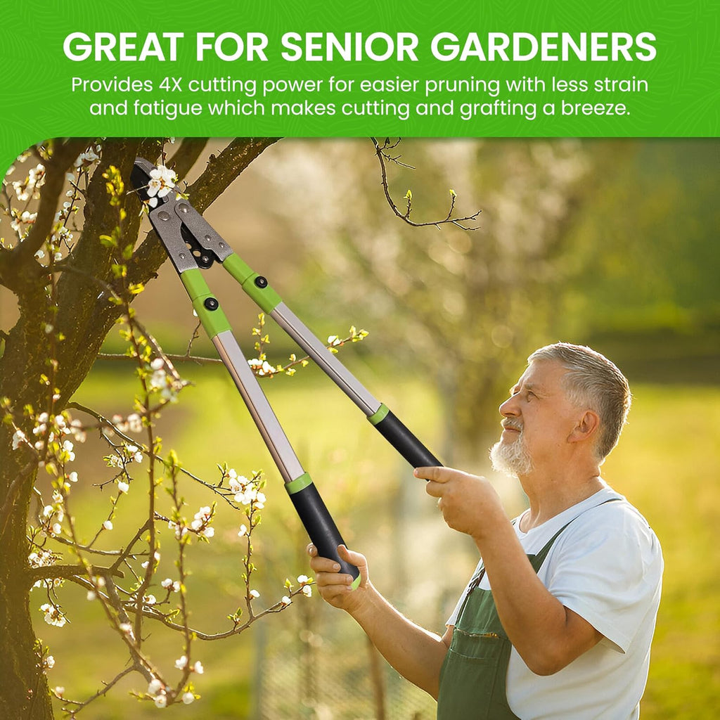 GARDEN GURU Extendable Anvil Lopper Tree Trimmer with Compound Action, Chops Thick Branches with Ease, 28-40”, Non-Stick High Carbon Steel Blade, Heavy Duty Branch Cutter, 2 Inch Clean Cut Capacity