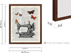 Poster Master Dictionary Art Poster - Sewing Machine Print - Sewing Art - Butterfly Art - Gift for Men, Women & Dressmaker - Chic Decor for Living Room, Bedroom or Office, 16x20 Brown Framed