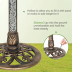 VINGLI Pedestal Bird Bath, Resin Birdbaths Weather Resistant, Bird Baths with Floral Accents & Vintage Finish, Garden Decor for Outdoor, Patio, Yard, Lawn (Copper)