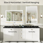 48x32 Inch White Bathroom Mirror for Wall, Thick Metal Framed Rectangle Mirrors for Over Sink, Bedroom, Living Room, Entryway, Anti-Rust, HD Tempered Glass