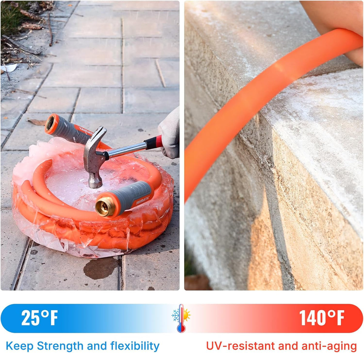 YAMATIC Heavy Duty Garden Hose 5/8 in x 15 ft with Swivel Fitting, Super Flexible Water Hose, All-weather, Lightweight, Burst 600 PSI