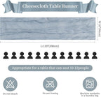 24 Pack Dusty Blue Cheesecloth Table Runner 10FT Long Boho Gauze Table Runner Rustic Sheer Runner for Wedding Bridal Baby Shower Birthday Party Table Decor Thanksgiving Christmas Decorations