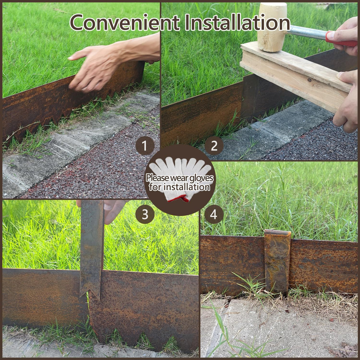 Cor-Ten Steel Landscape Edging with Rust Patina Finish, Pre-Rusted Cor-Ten Steel Landscape Edging, 42 inch Strips, 6 inch Depth (16 Pack)