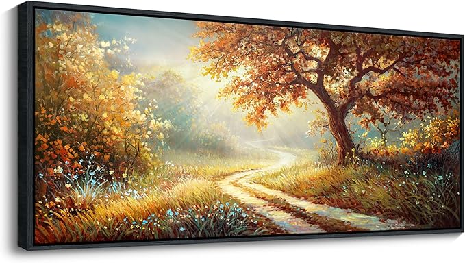YDYSUNE Landscape Canvas Poster Wall Art Vintage Countryside Field Path Scenery Picture Print Wall Decor Retro Painting Artwork for Modern Home Bedroom Office 70x31inch