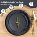 GBhome Ceramic Dinnerware Sets for 6, Matte Stoneware Plates and Bowls Sets,Chip and Scratch Resistant Dishes, Dishwasher & Microwave Safe, Oven safe,Reactive Glaze-Speckled Black
