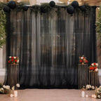 10x10ft Sheer Black Backdrop Curtains for Parties, Tulle Wedding Arch Draping Fabric Photo Background for Birthday Party Halloween Decorations