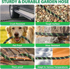 Garden Hose 75 ft Water Hose Flexible Non-Expandable Outdoor Heavy Duty Lightweight Leakproof Kink-free flex Watering Hose Pipe with Nozzle for 3/4 inch Fitting Yard Lawn Outside Car Wash