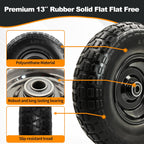 2PC 4.00-6 Flat-Free Tires and Wheels,13" Rubber Solid Tire, with 5/8" & 3/4" Bearing, 1.8"-5.8" Centered Hub Length, 4.00-6 tire and wheel Fit for Gorilla Cart, Garden Cart/Hand Truck/Wheelbarrowetc.