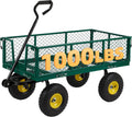 Finnhomy Heavy Duty 1000 Lbs Capacity Mesh Steel Garden Cart, Pullable Garden Wagons Carts on Wheels, Folding Utility Wagon with Removable Sides for Outdoor, Yard, Lawn, Green