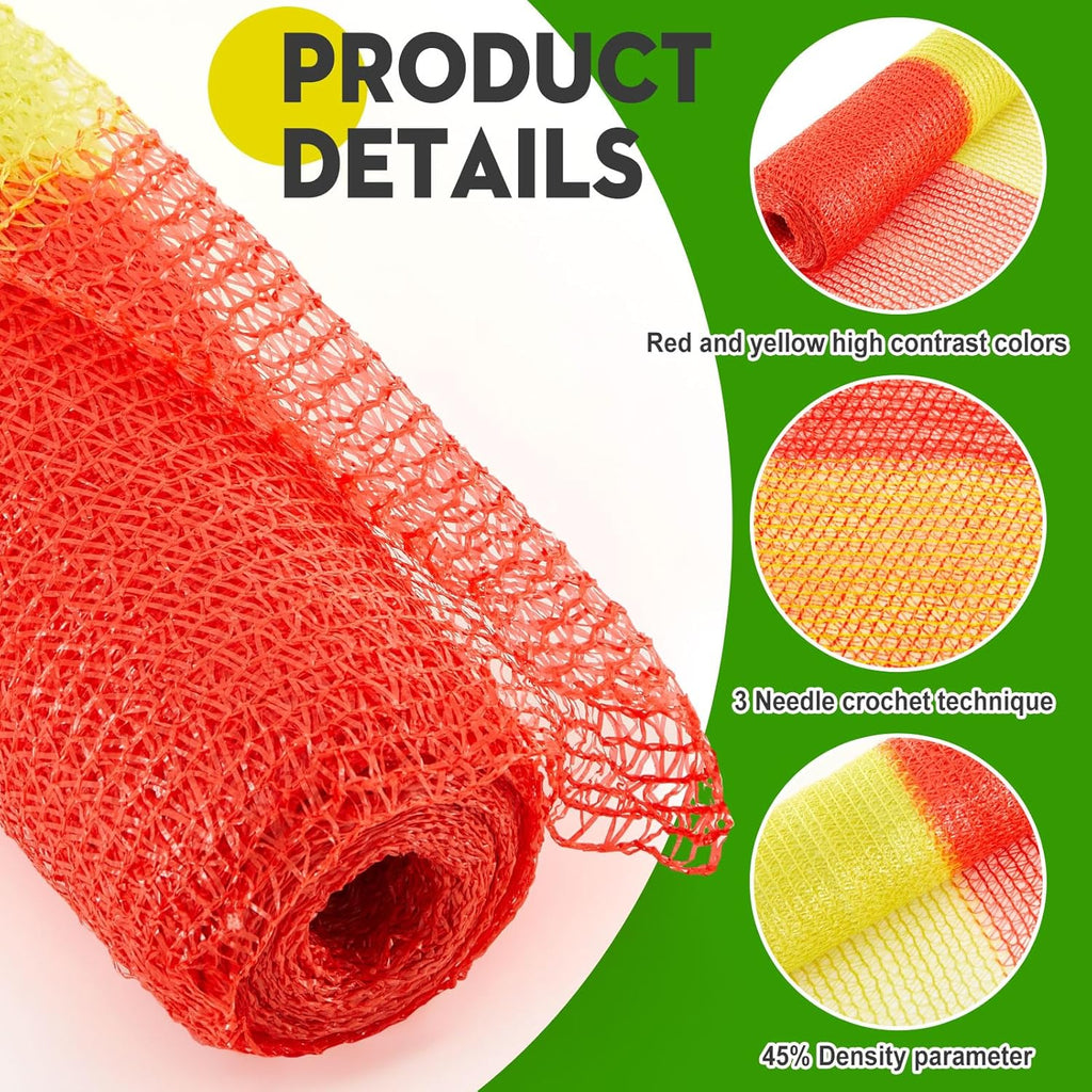 2 Rolls 3.3' x 164' Safety Construction Fence Net HDPE High Visibility Temporary Barrier Netting Safety Warning Roadblock for Garden Construction Snow Poultry Event Fencing (Red and Yellow)