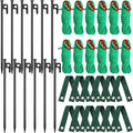 Sintuff 36 Pcs Heavy Duty Tree Stake Kits Stake and Support for Young Leaning Tree Anchor Straightening Kit, 15.8'' Support Straps, 11.8'' Steel Stakes, 13.12ft Rope(Green)