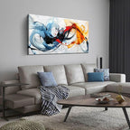 Blue Abstract Canvas Wall Art Bedroom - Modern Wall Art for Living Room Ready to Hang Size 24" x 48"