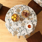 ISAENNE Designer Vintage Linen Round Table Cloth,Floral and Bird Pattern Elegant Tablecloth,Fall Wrinkle Resistant Home Decor Tablecloths for Dining Kitchen Christmas,Diameter 67"-Murad A