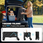 Homebetta XL Collapsible Wagon Cart，48" Heavy Duty Collapsible Utility Wagon with All-Terrain Big Wheels, 560LBS Folding Wagon for Garden, Moving,Glamping, Beach, Gift