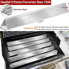 GasSaf 24.5 inch Flavorizer Bar Replacement for Weber 7539, 7540, Genesis 300 Series E-310, E-320, S-310, S-320, EP/CEP 310 & 320 (with Side Mounted Control Panels), 5-Pack Stainless Steel Flavor Bar