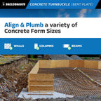 Sandbaggy Concrete Turnbuckle Form Aligner with 5" x 3" Bent Plate (35" - 37.5" Length) - Rust Resistant Steel - Adjustable Wall Brace - Aligns & Plumbs Form Walls, Columns, or Beams (35 inches, 300)