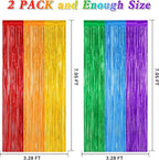 2 Pack Rainbow Backdrop Curtains, 3.28 FT x 7.05 FT Colofull Party Decorations, Metallic Tinsel Backdrop Fringe Curtains Party Streamer, Rainbow Party Supplies for Wedding Birthday Party Engagement