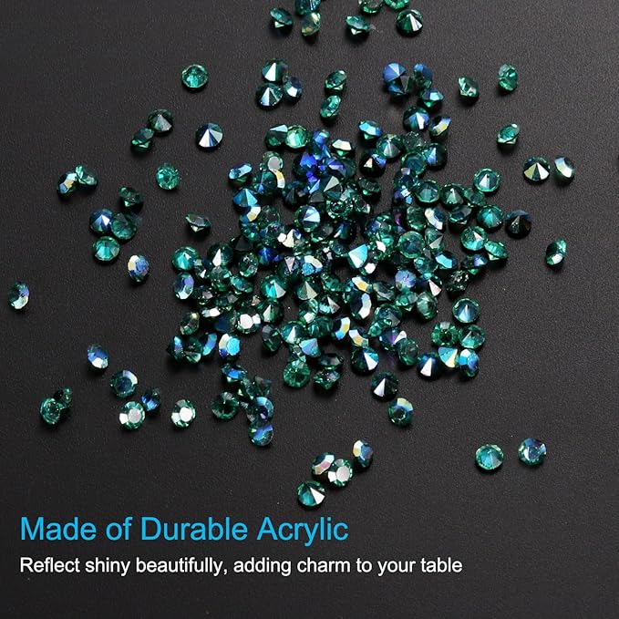 PATIKIL 14000Pcs Wedding Table Scatter Confetti Crystals 3mm Acrylic Diamonds Vase Fillers Gems for Table Centerpiece Decorations Bridal Shower Party, Dark Green AB