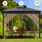 OIPUNSHLE 10x10 Gazebo Universal Replacement Mosquito Netting, Brown