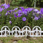 Evelyne White Garden Border Plastic Edging: Wrought Iron Design - 27pcs White Yard Landscaping Fence Liner Lawn Edge Barrier - 35ft Kit of Decorative Lawn Landscape Panels Elements