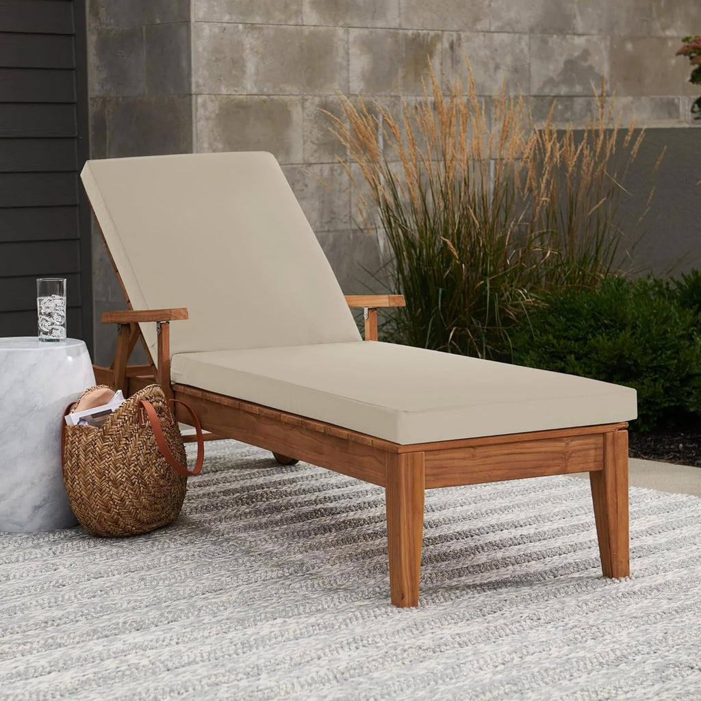 Chaise Lounge Cushions Outdoor - Waterproof and Fade Resistant Sun Lounger Replacement Cushions - Patio Lounger Pads with Removable Cover for Pool, Deck, Lawn, 80 x 26 x 3 Inch, Cream