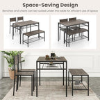 Tangkula Dining Table Set for 4, Kitchen Table and 2 Chairs for 4 with Bench, Additonal Storage Rack, 4 Piece Dining Table Set for Small Space, Apartment