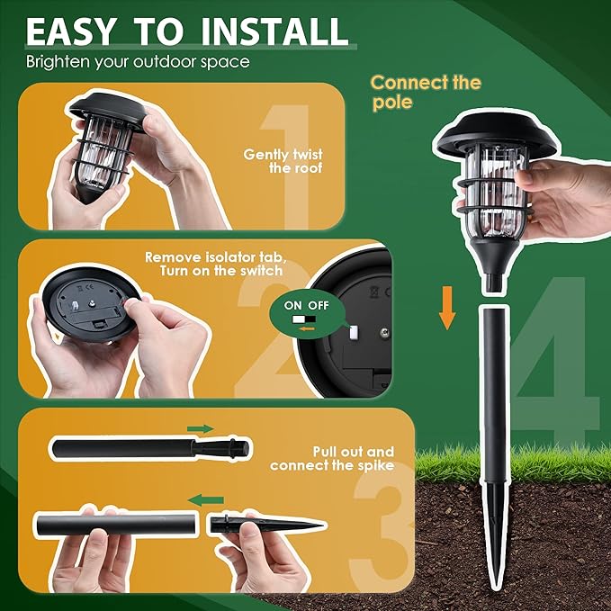SOLPEX Solar Lights for Outside, Solar Outdoor Pathway Garden Lights Waterproof, Solar Powered Landscape Lighting for Yard, Garden, Pathway, Patio, Porch, Walkway, Driveway, 8 Pack(Cold White)