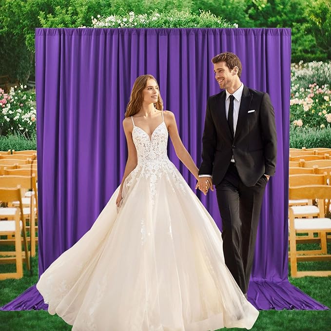 2 Panels Purple Backdrop Curtain, 10 x 7 Feet Background Curtains for Parties, Weddings, Baby Showers, Bachelorette Halloween, Christmas Birthday Party Photoshoot Backdrop Curtains Decorations